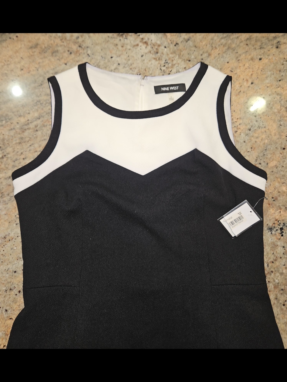 Nine West Black and White Contrast Sheath Dress